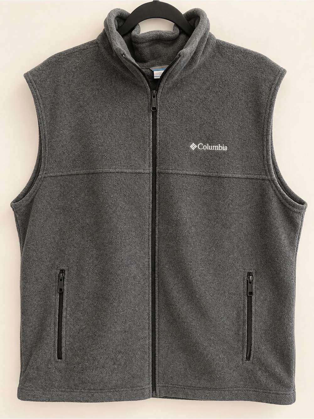 Columbia Charcoal Gray Fleece Full Zip Vest Large